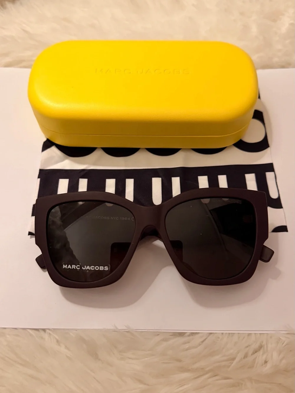 Marc Jacobs Women's Eggplant/Brown Square Cat -Eye Sunglasses - Brown Lenses